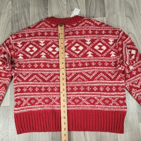 American Eagle Sweater Womens S Fair Isle Snowdrift Knit Red White NWT - Picture 3 of 12